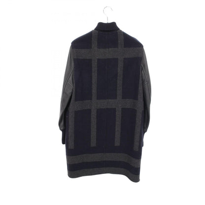 Hermes Varsity Jacket Navy Cashmere Leather Coat — view 2