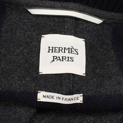 Hermes Varsity Jacket Navy Cashmere Leather Coat — view 3