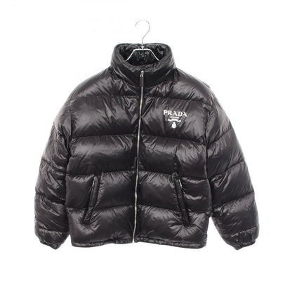 Prada Down Jacket Logo Print Hooded Black