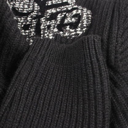 Chanel CC Logo Button Knit Black Cashmere Long Jacket — view 8