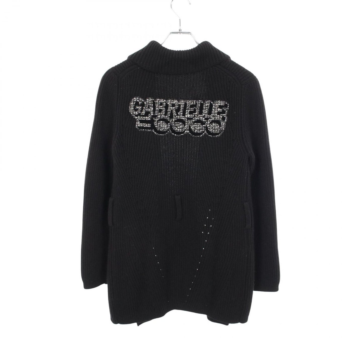 Chanel CC Logo Button Knit Black Cashmere Long Jacket — view 2