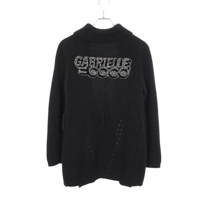 Chanel CC Logo Button Knit Black Cashmere Long Jacket — view 2