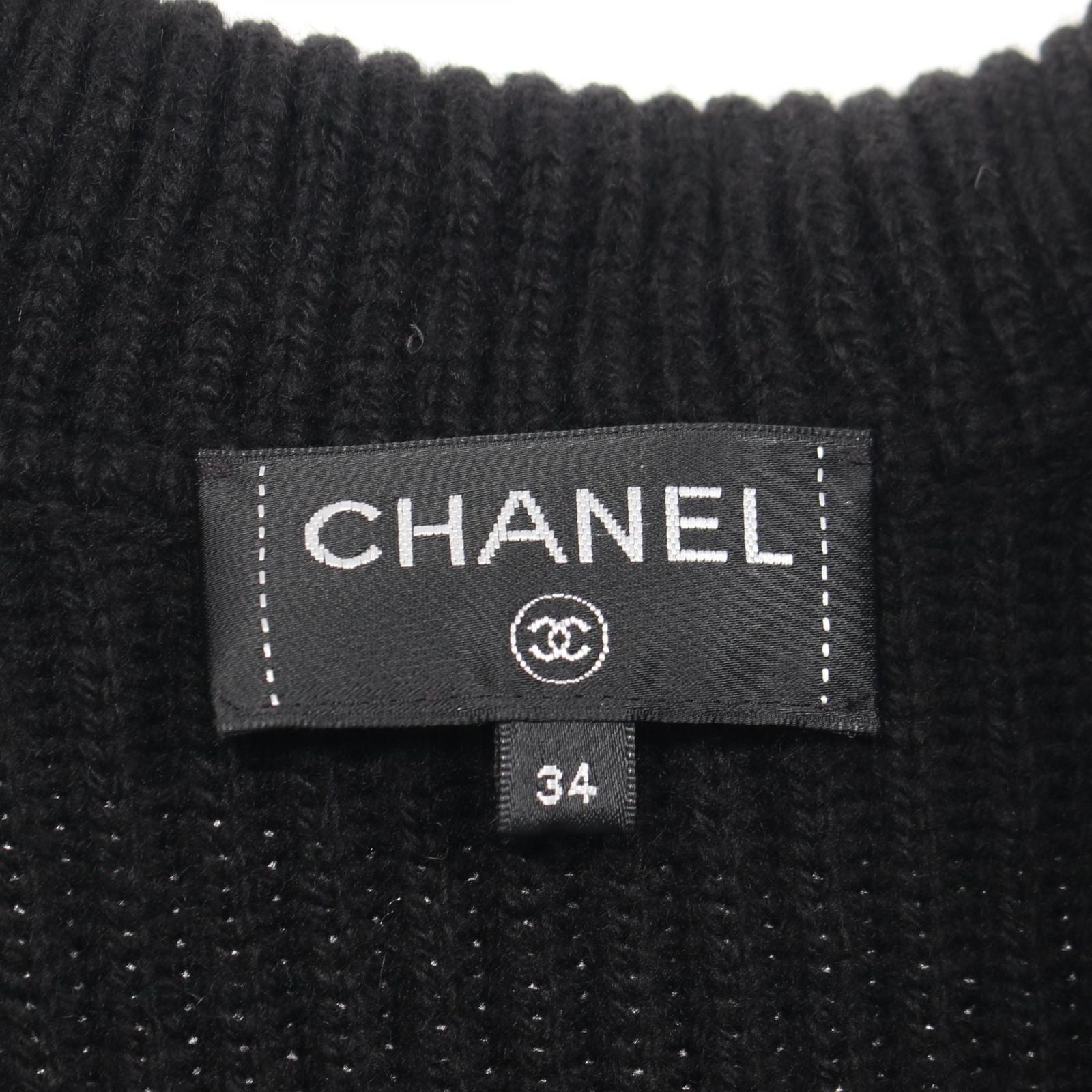 Chanel CC Logo Button Knit Black Cashmere Long Jacket — view 3