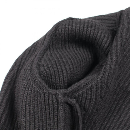 Chanel CC Logo Button Knit Black Cashmere Long Jacket — view 9