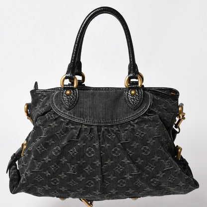 Louis Vuitton Shoulder Bag Slightly Monogram Denim Black Gold — view 2