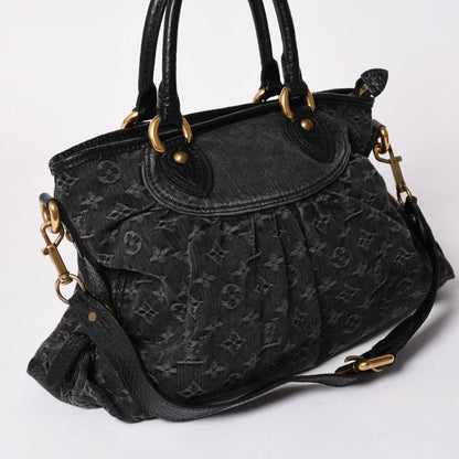 Louis Vuitton Shoulder Bag Slightly Monogram Denim Black Gold — view 3
