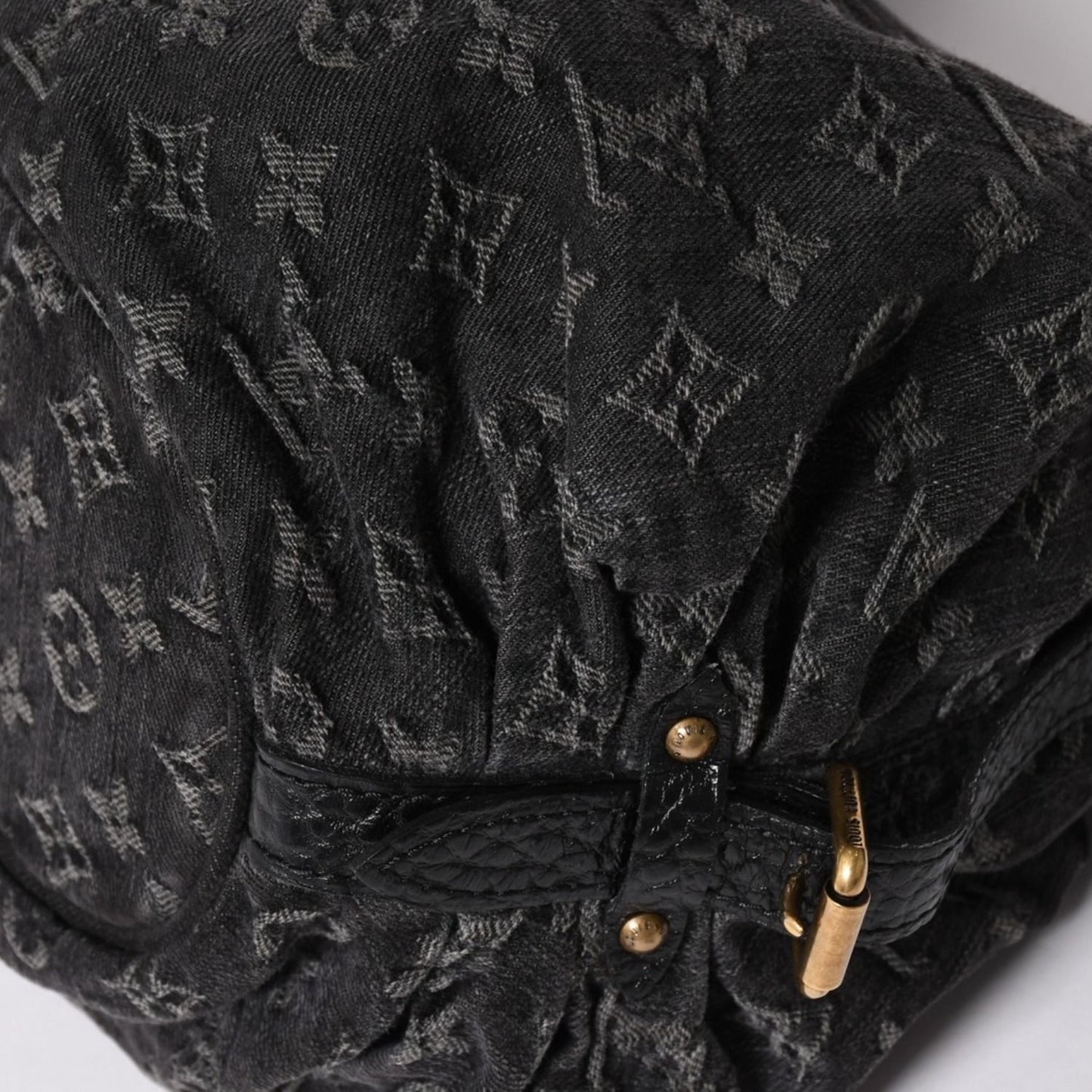 Louis Vuitton Shoulder Bag Slightly Monogram Denim Black Gold — view 5