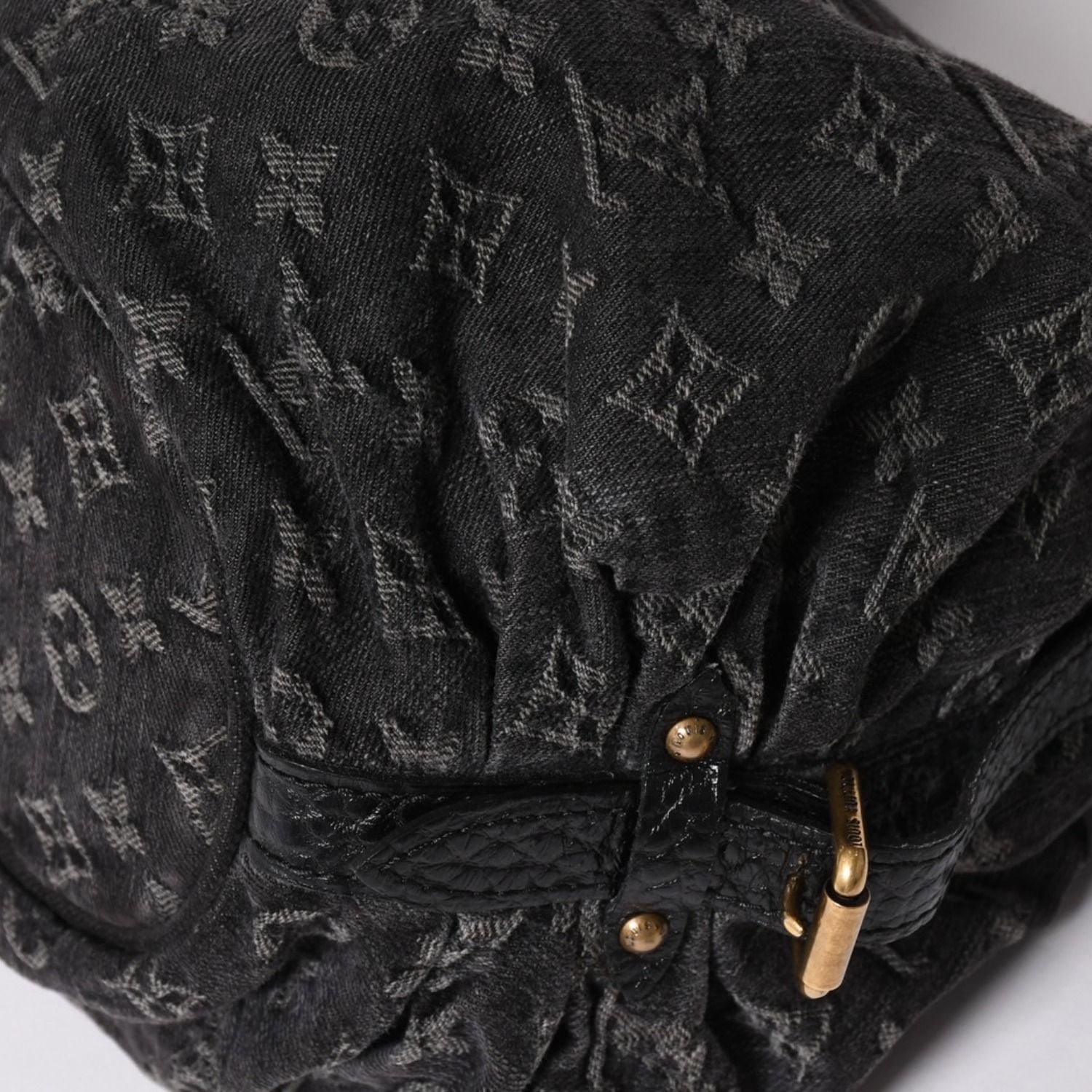 Louis Vuitton Shoulder Bag Slightly Monogram Denim Black Gold — view 5