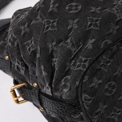 Louis Vuitton Shoulder Bag Slightly Monogram Denim Black Gold — view 6