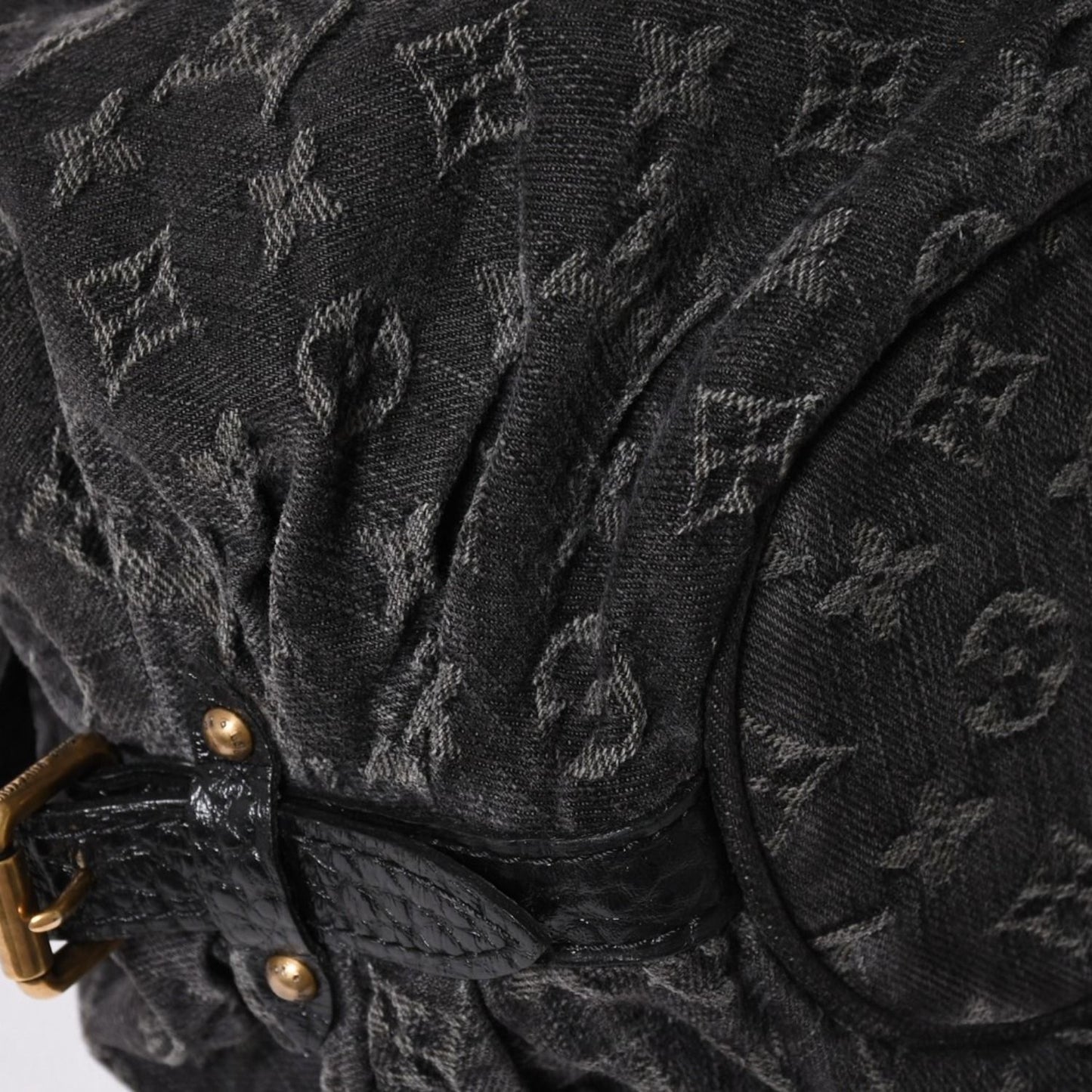 Louis Vuitton Shoulder Bag Slightly Monogram Denim Black Gold — view 8