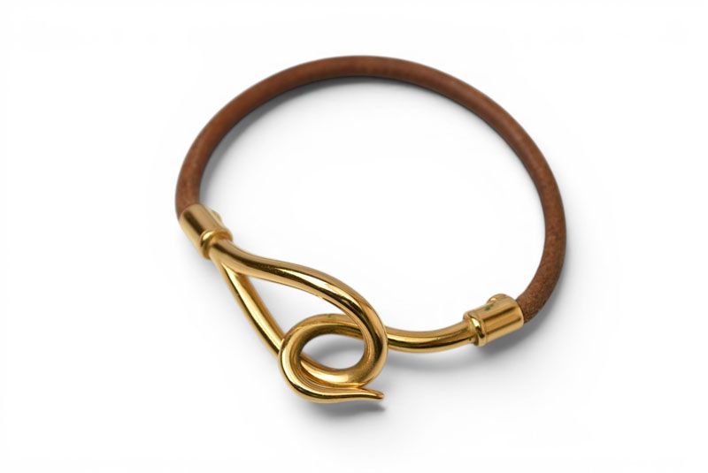 Hermes Bangle Bracelet Jumbo Choker Brown Gold