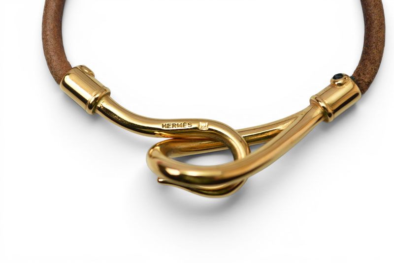 Hermes Bangle Bracelet Jumbo Choker Brown Gold — view 3