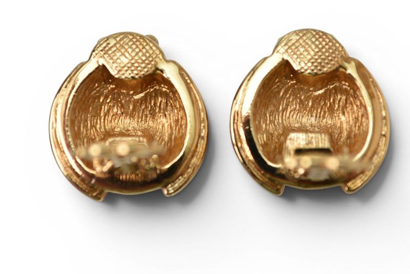 Dior Earrings Vintage Rhinestone Ladybird Red Gold — view 4