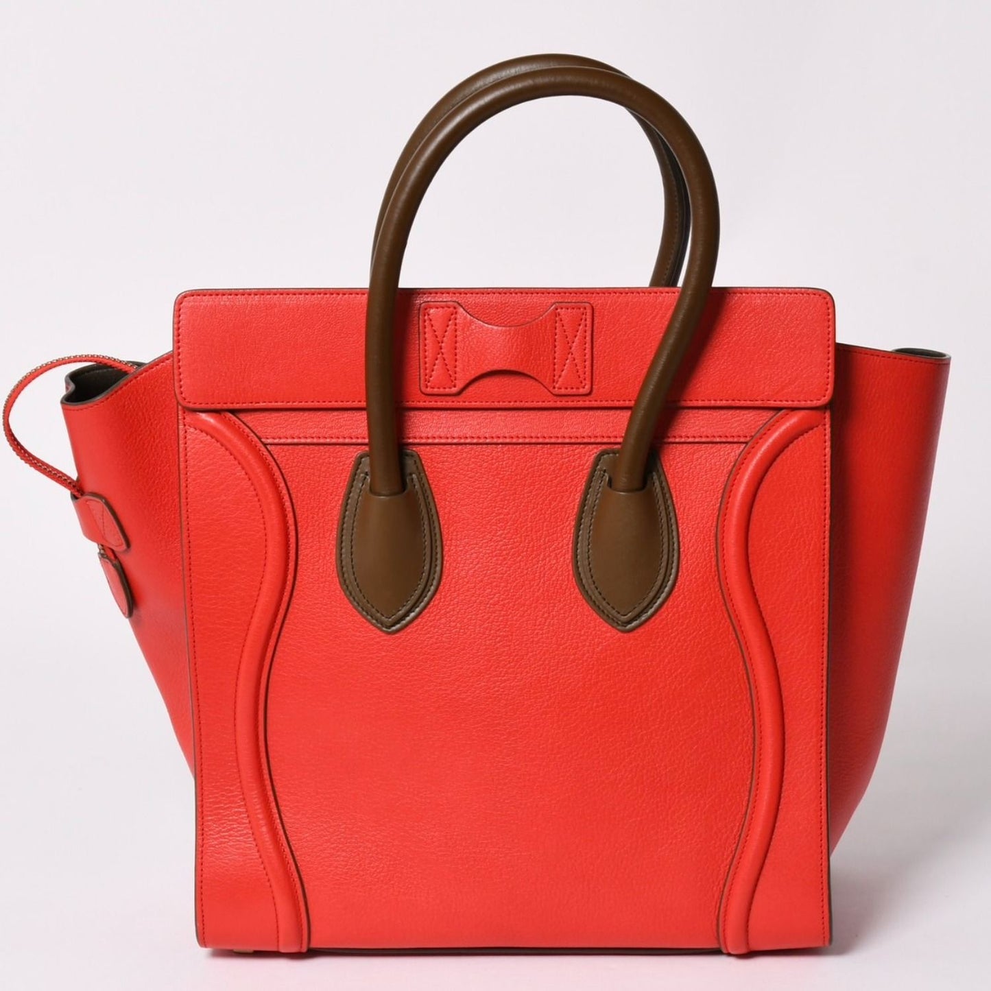 Celine Luggage Mini Handbag Red Brown Antique Gold — view 2