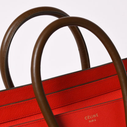 Celine Luggage Mini Handbag Red Brown Antique Gold — view 6