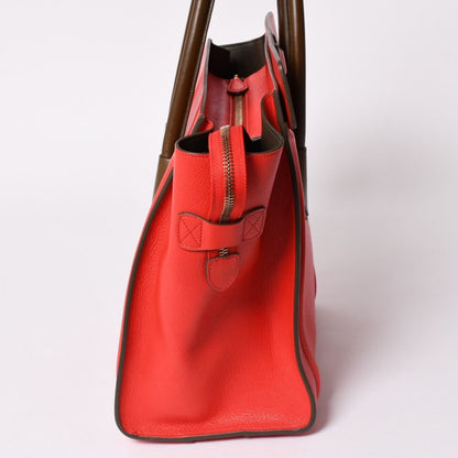 Celine Luggage Mini Handbag Red Brown Antique Gold — view 4
