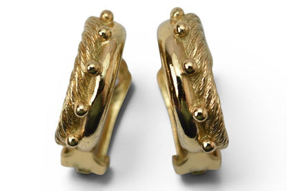 Dior Earrings Vintage Twill Hoop Gold