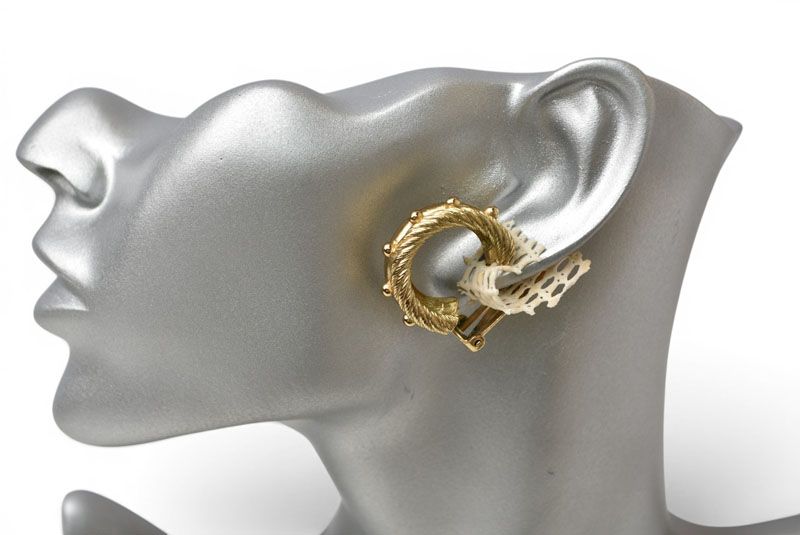 Dior Earrings Vintage Twill Hoop Gold — view 6