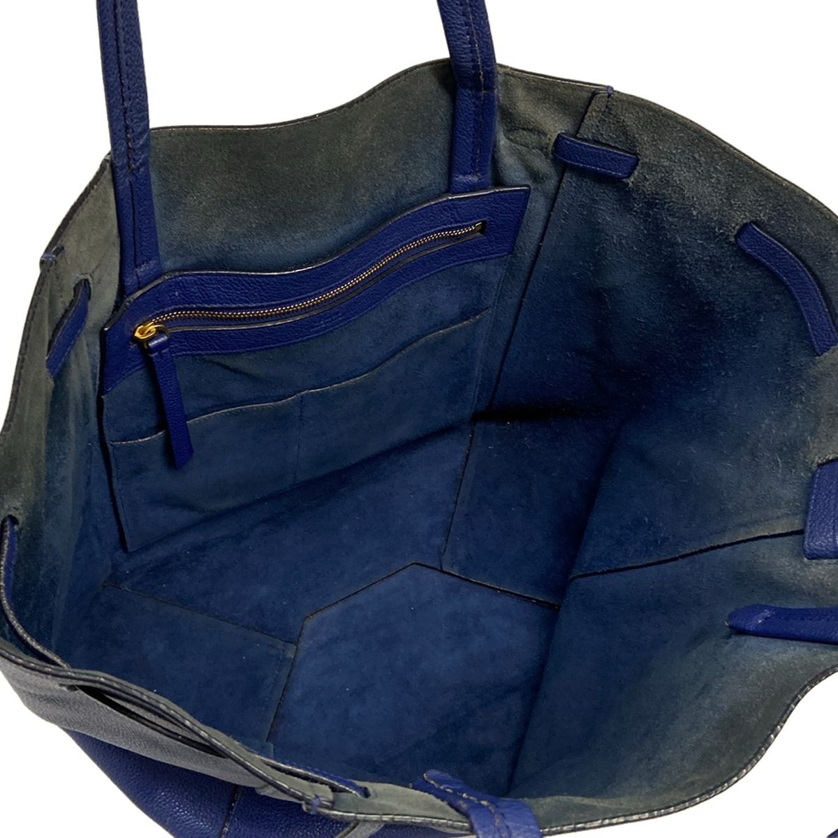 Celine Tote Cabas Phantom Small with Belt Navy Leather — view 7