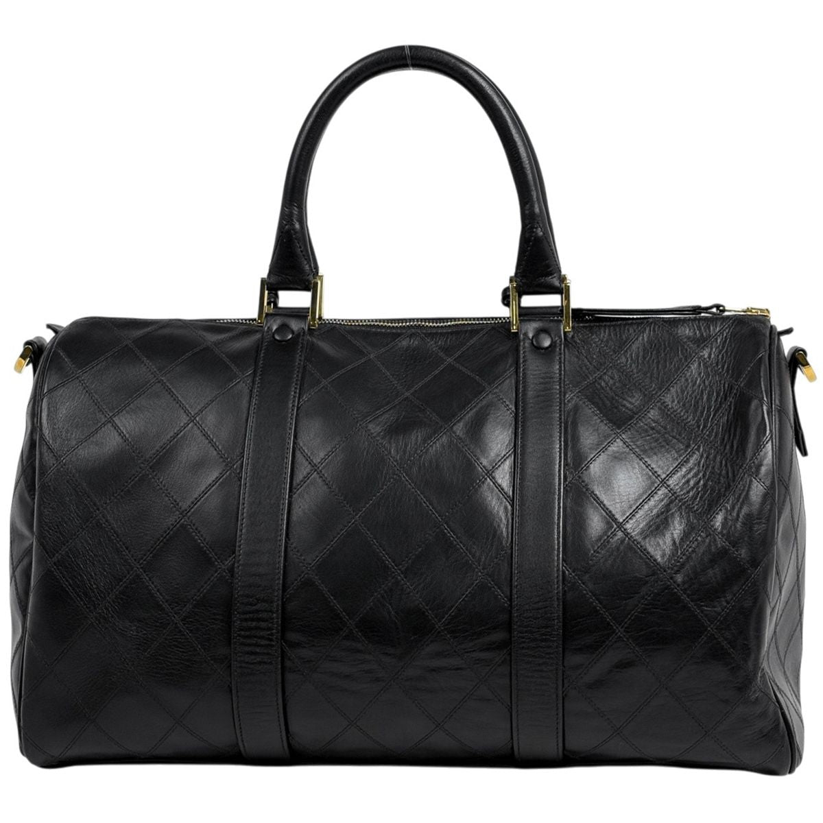 Chanel Bicolor Boston Bag 2-Way Quilted Leather Black — view 3