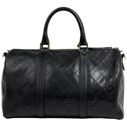 Chanel Bicolor Boston Bag 2-Way Quilted Leather Black — view 3