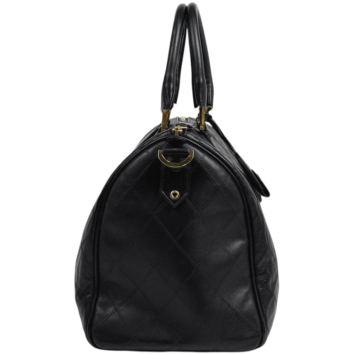 Chanel Bicolor Boston Bag 2-Way Quilted Leather Black — view 4