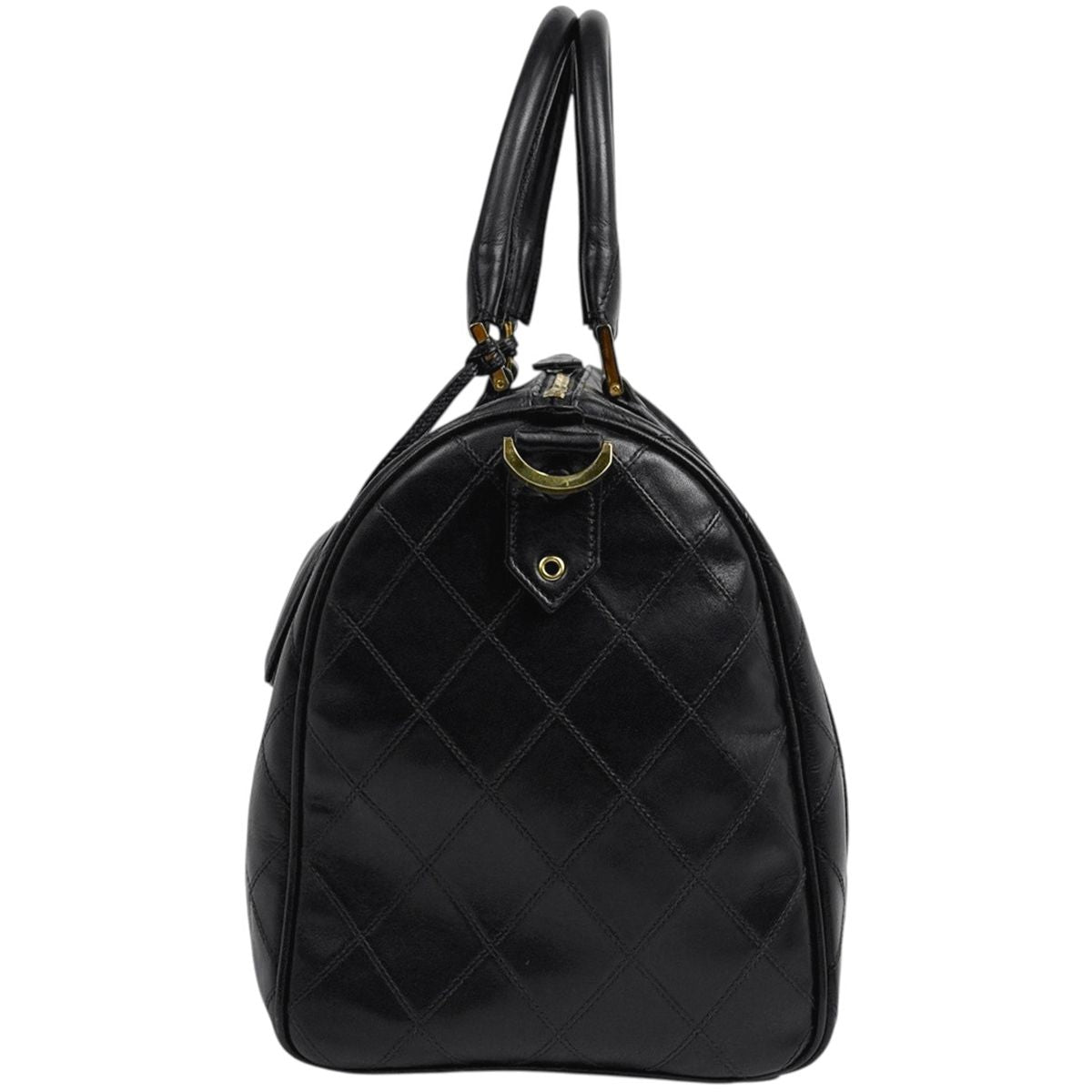 Chanel Bicolor Boston Bag 2-Way Quilted Leather Black — view 2