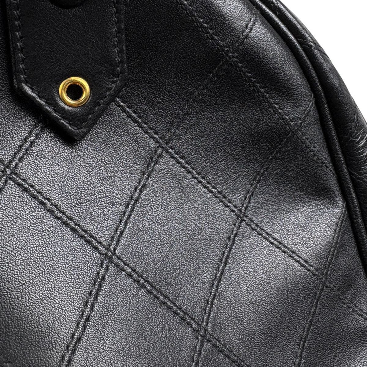 Chanel Bicolor Boston Bag 2-Way Quilted Leather Black — view 8