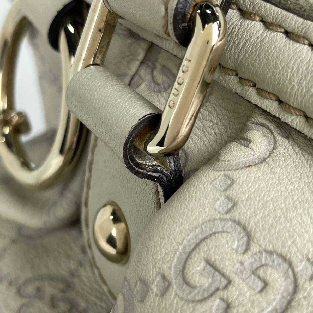 Gucci Guccissima Ski Handbag Signature 2-Way Shimarais the Ivory — view 4