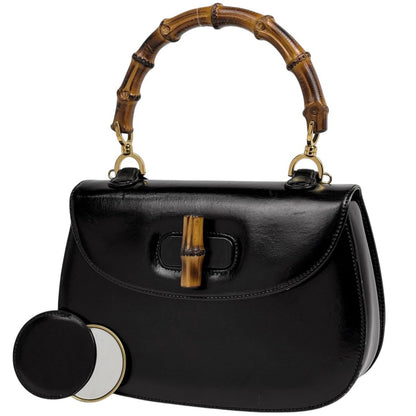 Gucci Bamboo Handbag Vintage Leather Black