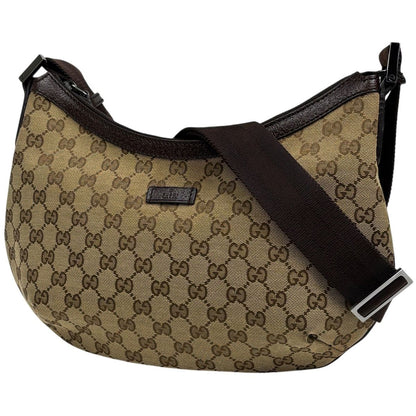 Gucci GG Pattern Shoulder Bag Canvas Beige Brown
