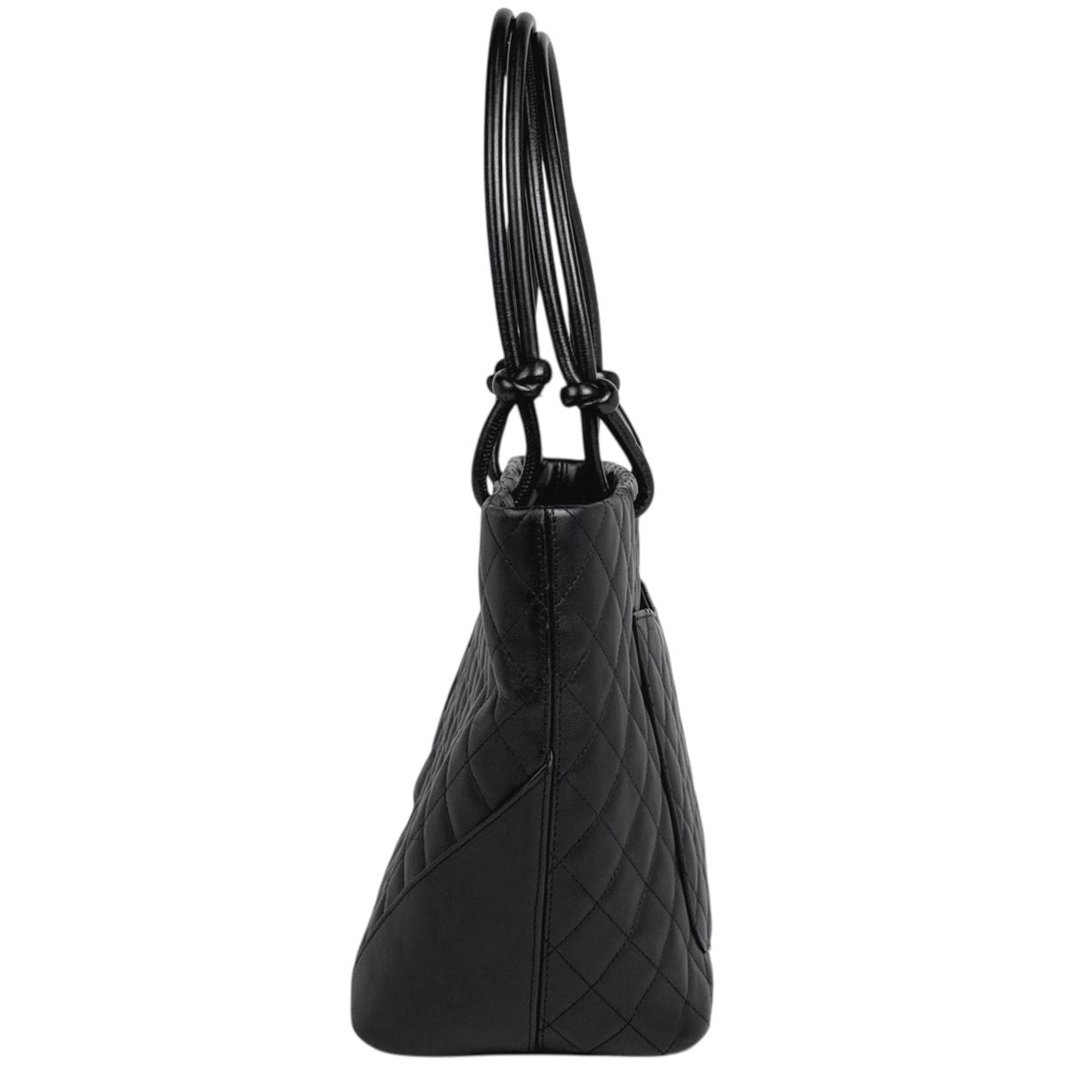 Chanel Cambon Line Large Tote CC Logo Shoulder Bag Leather Black — view 2
