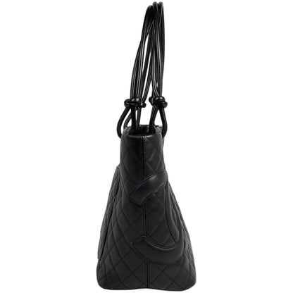 Chanel Cambon Line Large Tote CC Logo Shoulder Bag Leather Black — view 4