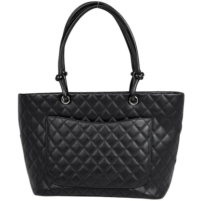 Chanel Cambon Line Large Tote CC Logo Shoulder Bag Leather Black — view 3