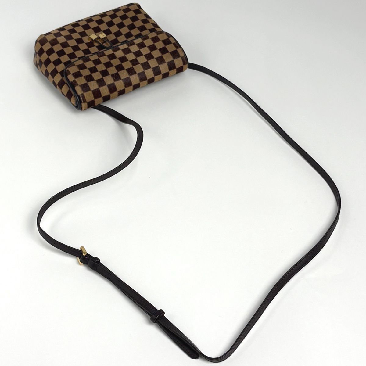 Louis Vuitton Gazelle Calf Hair Shoulder Bag Damier Sauvage Brown — view 8