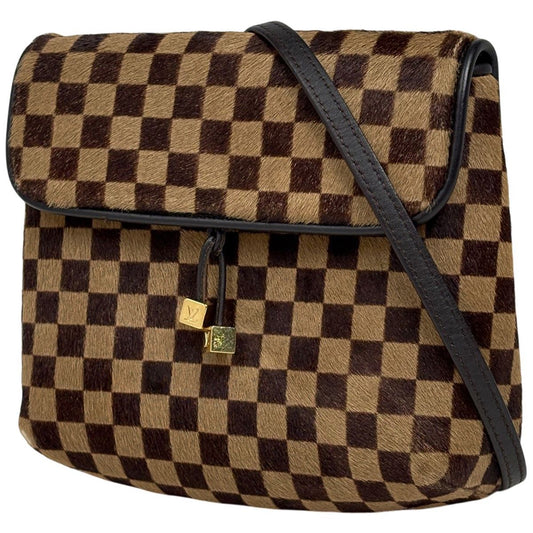 Louis Vuitton Gazelle Calf Hair Shoulder Bag Damier Sauvage Brown