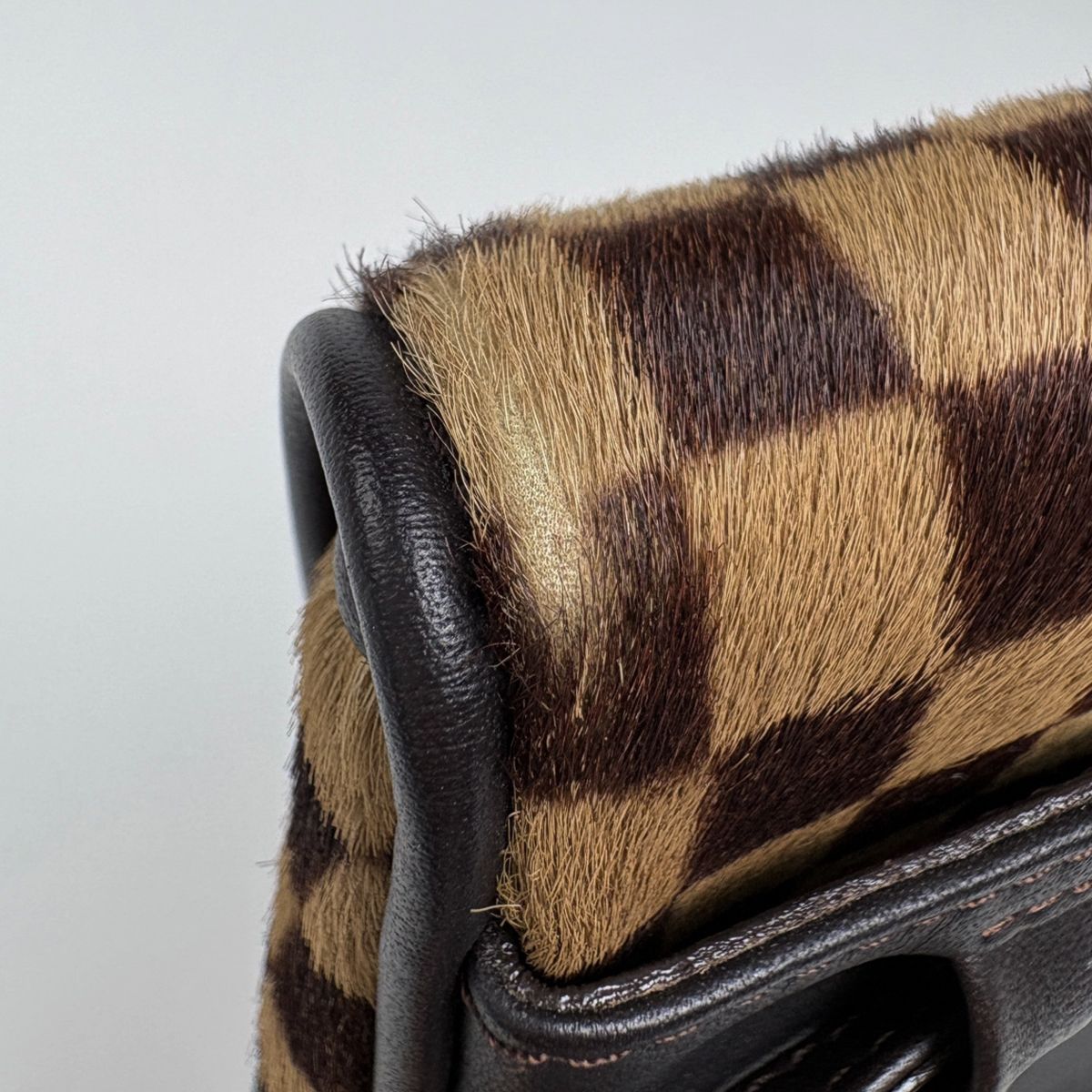 Louis Vuitton Gazelle Calf Hair Shoulder Bag Damier Sauvage Brown — view 7