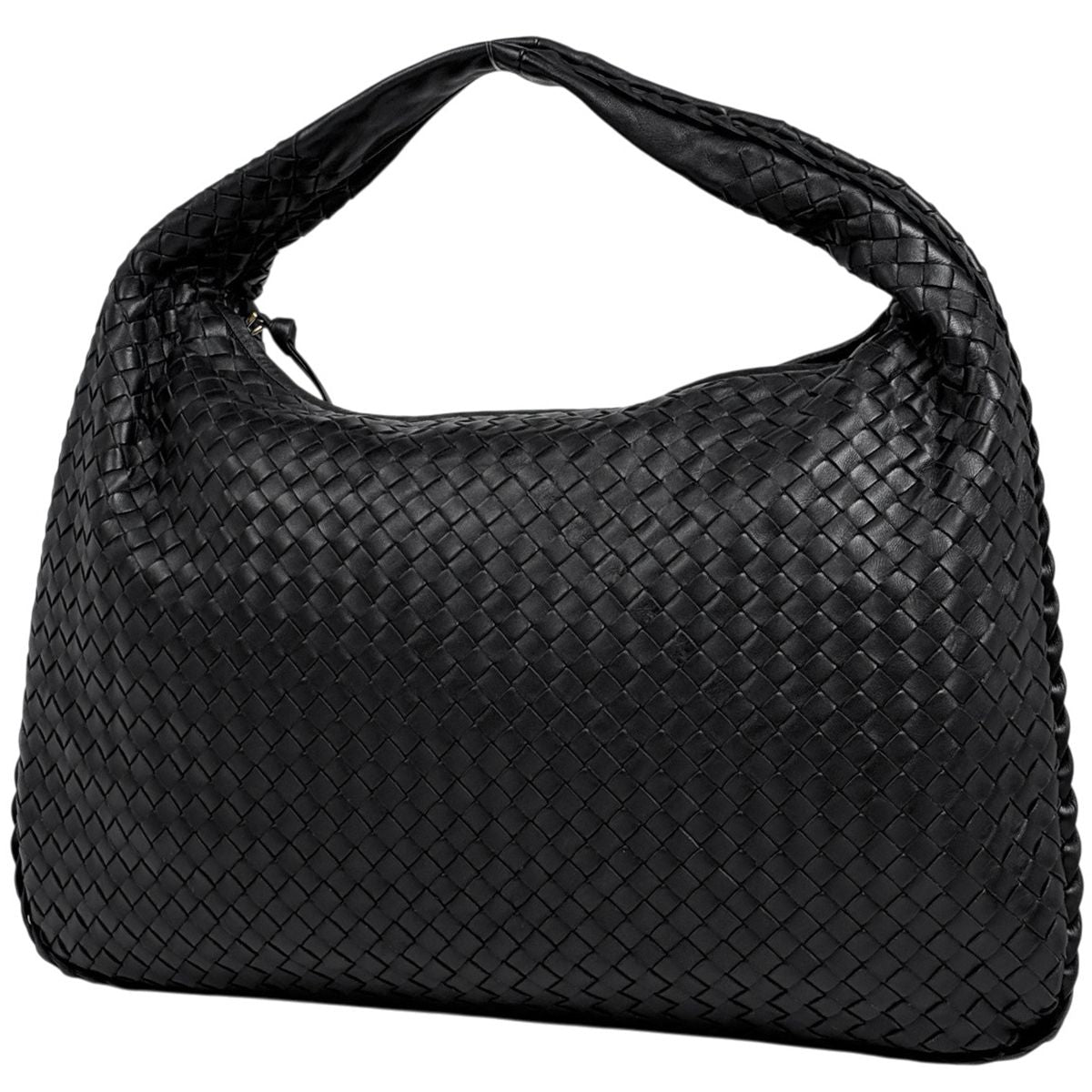 Bottega Veneta Intrecciato Shoulder Bag Hobo Leather Black
