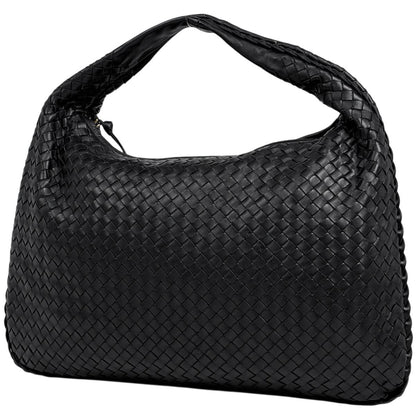 Bottega Veneta Intrecciato Shoulder Bag Hobo Leather Black