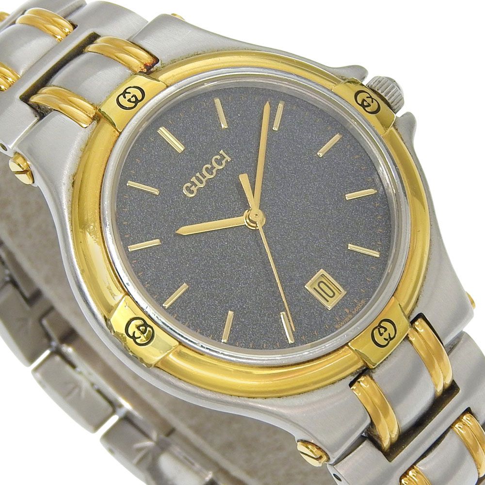 Gucci Stainless Steel Gold Plated Silver Kuo Analog Display Gray Dial Watch — view 3