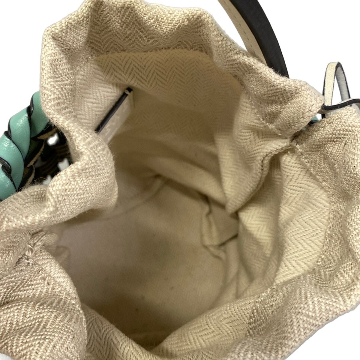 Loewe Fringe Bucket Bag Small Light Green White Basket Leather — view 7