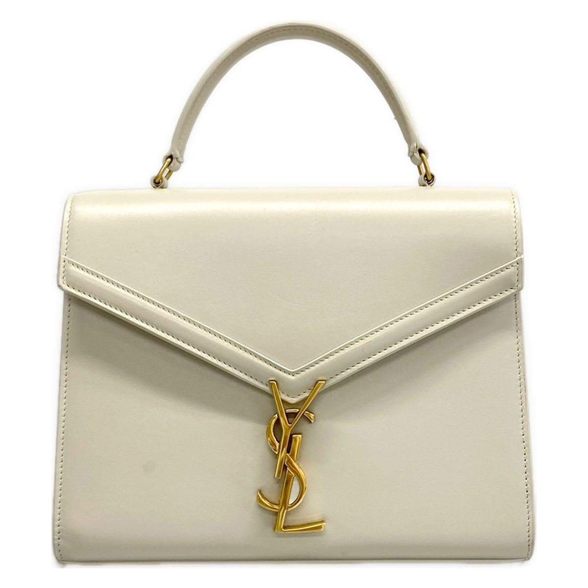 Saint Laurent Paris Handbag Cassandra Top Handle Bag White Gold Leather