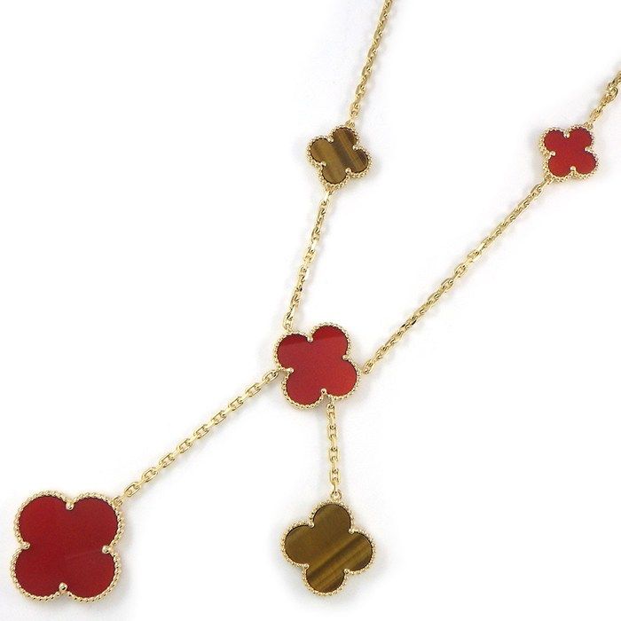 Van Cleef & Arpels Necklace Magic Alhambra 6 Motifs Carnelian Tiger Eye 18k