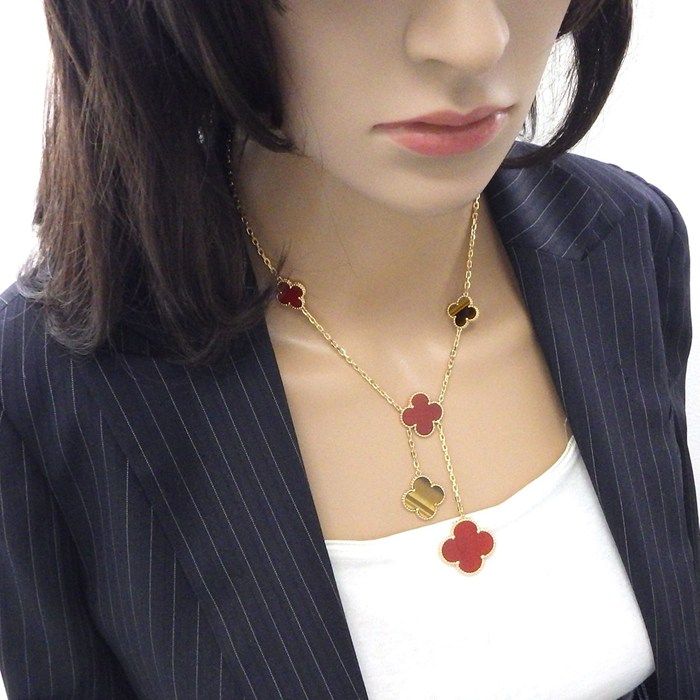 Van Cleef & Arpels Necklace Magic Alhambra 6 Motifs Carnelian Tiger Eye 18k — view 8