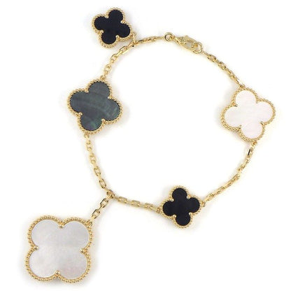 Van Cleef & Arpels Bracelet Magic Alhambra 5 Motifs Onyx White Gray Shell 18k