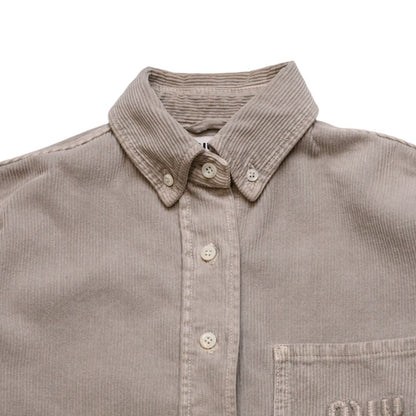 Miu Miu Garment Dye Corduroy Shirt Short Length Cropped Washed Fabric Gray — view 3