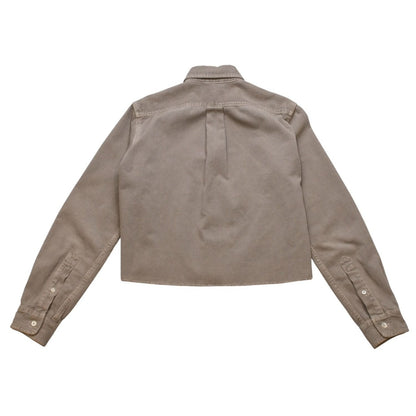 Miu Miu Garment Dye Corduroy Shirt Short Length Cropped Washed Fabric Gray — view 2