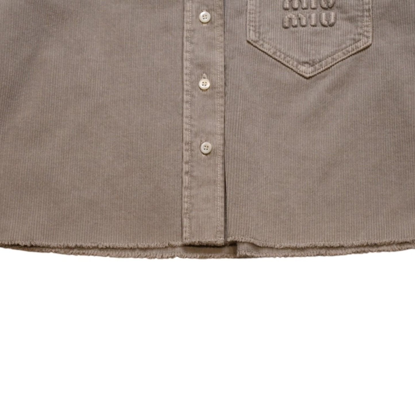 Miu Miu Garment Dye Corduroy Shirt Short Length Cropped Washed Fabric Gray — view 7