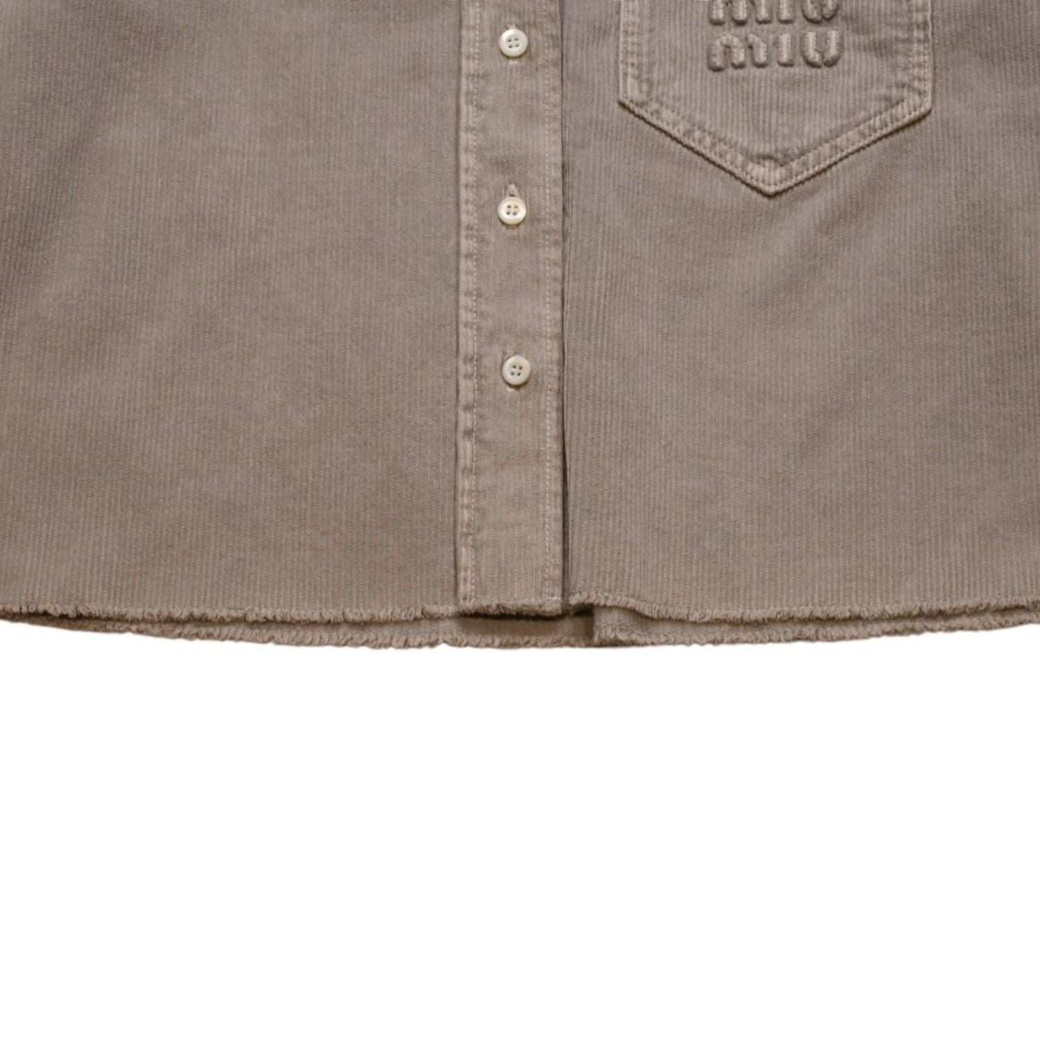 Miu Miu Garment Dye Corduroy Shirt Short Length Cropped Washed Fabric Gray — view 7