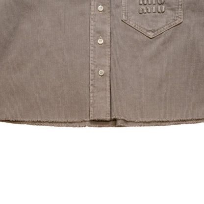 Miu Miu Garment Dye Corduroy Shirt Short Length Cropped Washed Fabric Gray — view 7